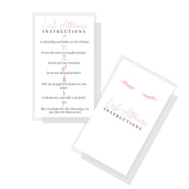 Lash Extension Aftercare Instructions Cards | 50 Pack | 2x3.5" inch Business Card Size | White Card Design