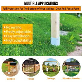 WOCEPU Stainless Steel Adjustable (Range 3.3"-6") Post Protector, Protects Wooden Mailboxes and Fences from Lawnmower and rain Damage (White, 2 Set)