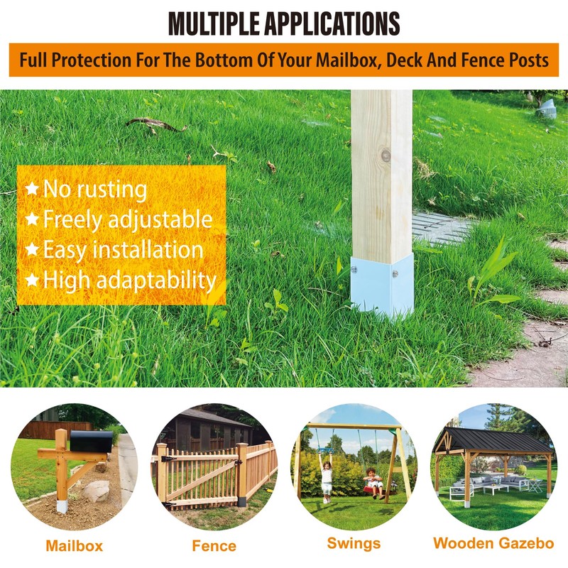 WOCEPU Stainless Steel Adjustable (Range 3.3"-6") Post Protector, Protects Wooden