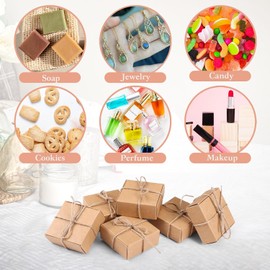 Naler 24 Cajas de Papel Kraft para Regalos de Dulces, Joyas, Maquillaje, 7,5 x 7,5 x 3 cm, Cajitas para Recuerdos de Fiestas Boda Bautizo Navidad, Marron