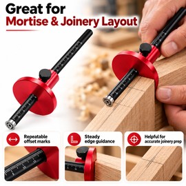 Woodworking Wheel Marking Gauge, Aluminum Alloy Wood Scriber for Precision Parallel Lines, Mortise Layout and Carpentry Measuring Tool