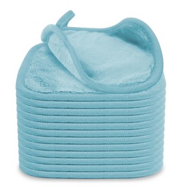 Puomue Makeup Remover Cloth 12 Pack, Ultra Soft and Reusable Microfiber Makeup Remover Towels for All Skin Types, Perfect Face Towels for Women, 6 Inch X 6 Inch, Blue
