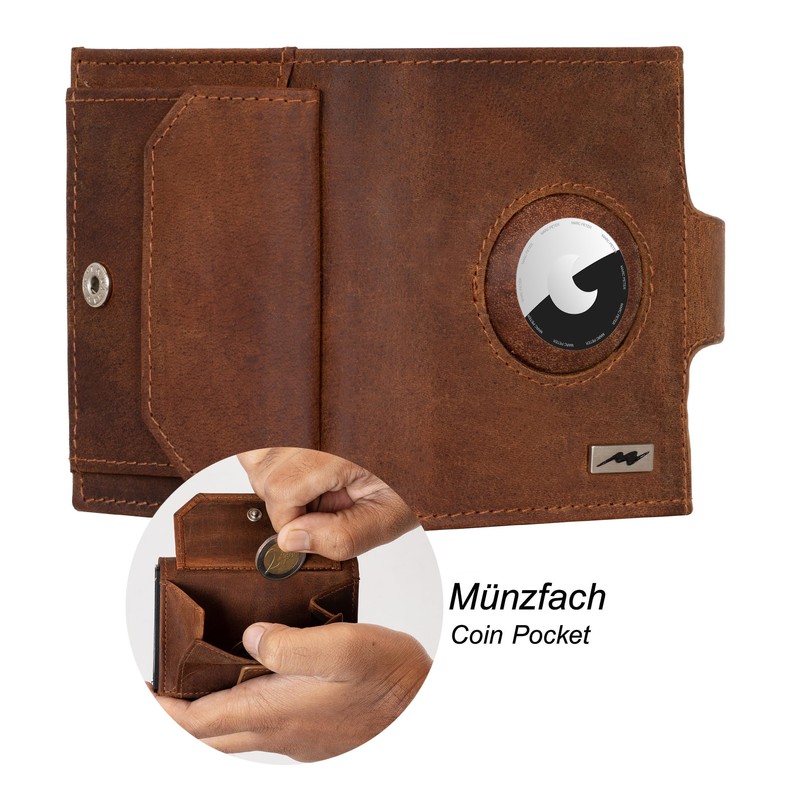 Marc Peter® Chicago Leather Push Air Slim Wallet, Airtag Wallet