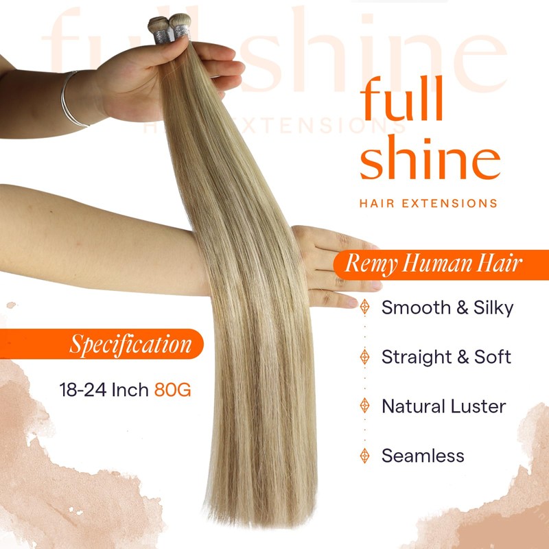 Full Shine Genius Weft Extensions Real Human Hair 14 Inch