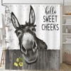 Emwnodti Funny Donkey Rustic Shower Curtain, Fun Cute Animal Farmhouse