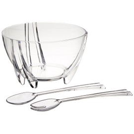 Prodyne Acrylic Salad Bowl with Servers, Clear