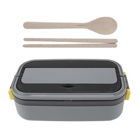 304 Stainless Steel Bento Box Adult Lunch Box Single Layer Microwave Safe Portable Split Bento Box for Students Office Workers Gray