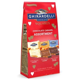 Ghirardelli Chocolate Chocolate Caramel Squares Assortment, Chocolate Squares for Valentines, 8.6 OZ Bag, Red