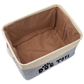 PET ARTIST Non-Customized Dog Toy Storage Basket, Gray, 15"L x 11"W x 9"H