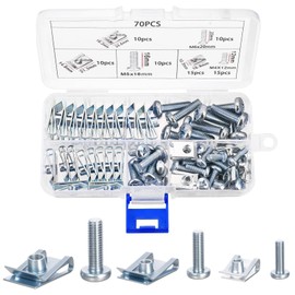 70 Pcs Universal Metal U Clips Nuts and Bolts, M4 M5 M6 U-Style Clip-On Nut U Spire Clips and Car Undertray Screws, Car Body Screw Metal Fasteners Clip Bolts and Nuts Set for Cars Motorcycles