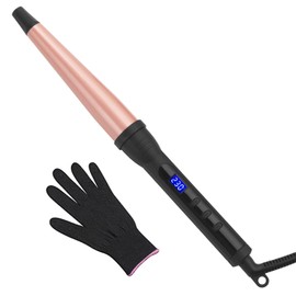 Curling Wand, Professional Ceramic 3/4-1 1/4 Inch Tapered Hair Curling Iron, LCD Display with 14 Heat Setting(100°C to 230°C), Dual Voltage Instant Heating Hair Wand Curler for All Hair Type