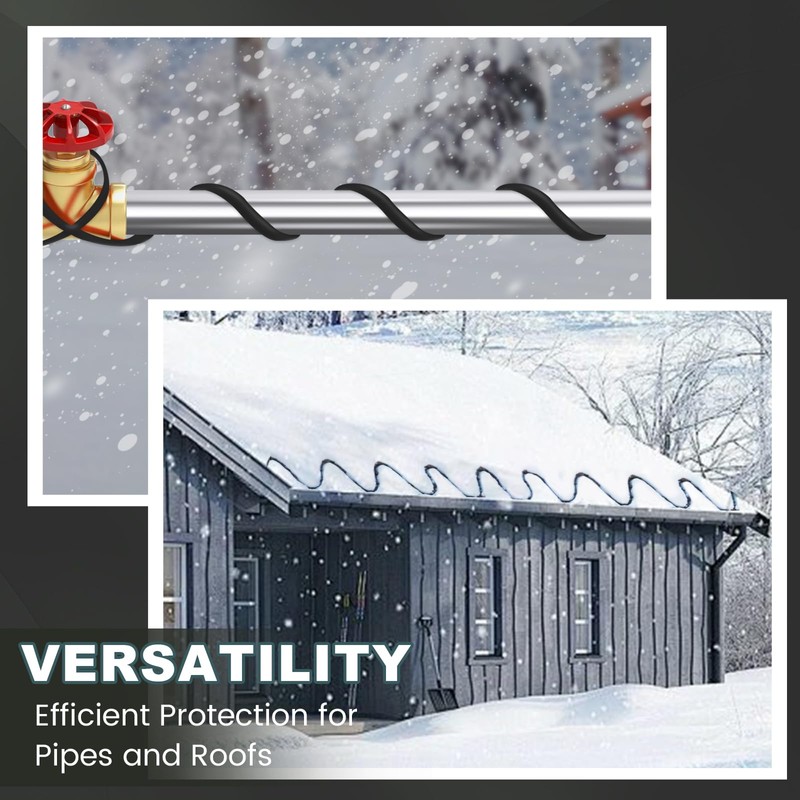 SnulyHeet Electric Heat Cable for Roofs and Gutters with Clips