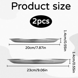 AONAYO 2 Stück CampingTeller Edelstahl,Edelstahl Teller,CampingTeller,EdelstahlRundes Geschirr,EdelstahlTeller Kinder, 2 Verschiedene FürCamping, Küche, Party (20 Cm/23 Cm)