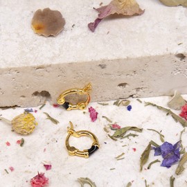 Tuscany Silver Women's Sterling Silver Yellow Gold Plated 10-15 mm Enamel Hoop Earrings, Silver