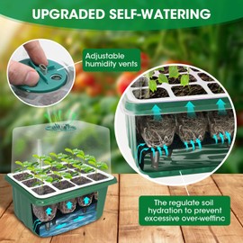 MQJIAZHI Seed Starter Tray with Grow Light, Self Watering Seed Starting Trays with Dome Reusable, 60 Flexible Cells 5 PCS Seedling Starter Trays Germination kit（5-Pack 60-Cell）