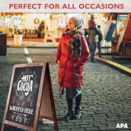 Ilyapa Wooden A-Frame Sign with Eraser & Chalk - 40 x 20 Inches Rustic Natural Wood