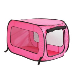 Beatrice Home Fashions Portable, Collapsible, Pop Up Kennel Travel Cat and Dog Crate, 24" L x 16.6" W x 16" H, Fuchsia