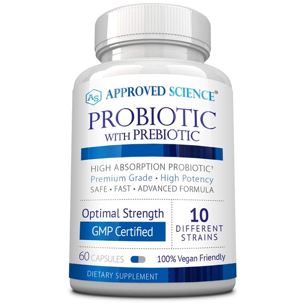 Approved Science® Probiotics with Prebiotics - 10-Strand Vegan Probiotic - 1 Bottle