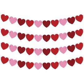 OHOME OHOME Valentines Day Decorations - Heart Valentines Garland - 40 Pack Valentines Day Backdrop Banner Valentine's Day Accessories Party Favors for Door Wall Classroom School Home-Valentines Day Decor