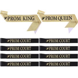 Lyrow 10 Pcs Prom King and Queen Sashes Prom Court Sashes with Print Graduation Party School Accessories Sashes Bachelorette Dance Role Playing Wedding Party Favors Decoration