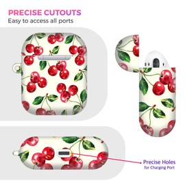 GlamCase for AirPods 2nd & 1st Generation Case, AirPods 1/2 Case - Cherry Watercolor Pattern Design Printed Cute Plastic Hardshell Designer AirPod Case/Cover for AirPods 1st / 2nd Generation