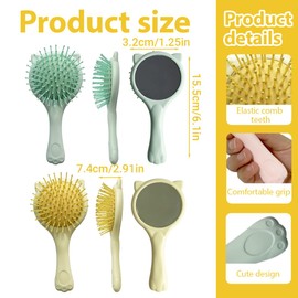 GMDP 2 Stück Haarbürste Kinder,Entwirrbürste Kinder,Mini Haarbürste Mädchen,Klein Haarbürsten Ohne Ziepen Kinder,Reise Entwirrung Bürste,Nasses Trockenes Haar Bürste (Grün,Gelb)