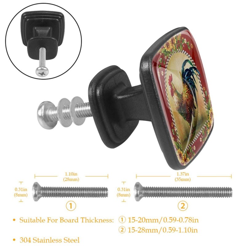 Anna Cowper 4 Pack 1.2 Inch Kitchen Cabinet Knobs Sunflower