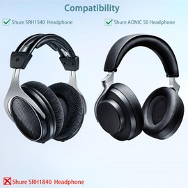 SRH1540 AONIC 50 Ear Pads, HAIZEEN Ear Pads Compatible with Shure SRH1540 AONIC 50 Wireless Noise Cancelling ANC Headphones Ear Pads Replacement Cushion (Protein Leather/Memory Foam)