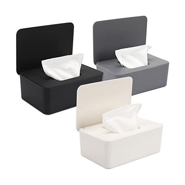 3 Pack Baby Wipes Dispenser Wipe Holder with Lids, Keeps