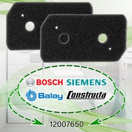 2 x Tumble Dryer Sponge Filters 230 x 130 x 20 mm with Original Code 12007650 Suitable for Bosch, Siemens for Balay ONIX TECH