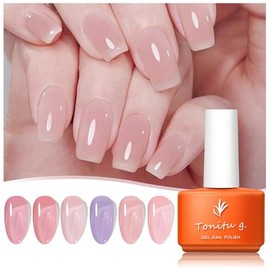TONITU G · Jelly Color Gel Nail Polish Set 6Pcs Kit, Pink Blue Purple UV LED Soak Off for Salon Manicure and Nail Art DIY Gift for Women