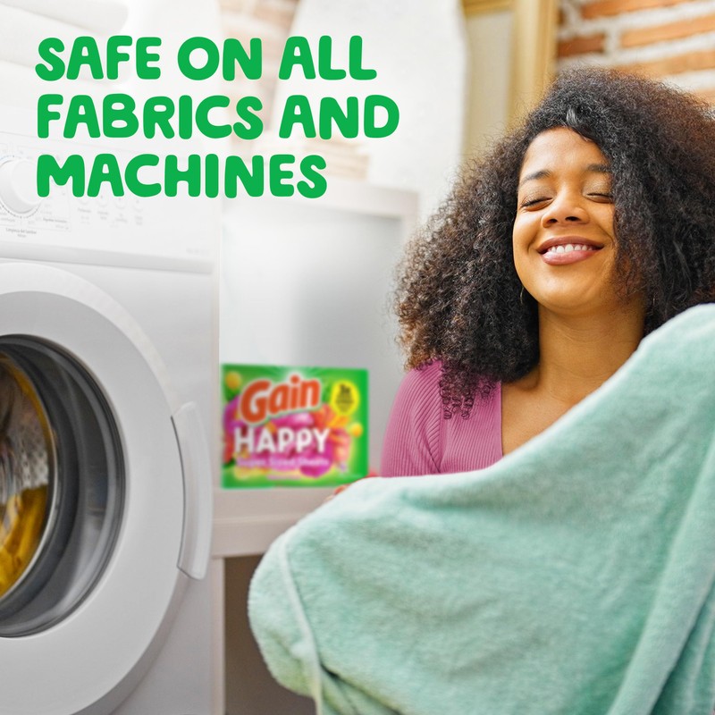 Gain Super Sized Dryer Sheets, Laundry Fabric Softener, Happy, 130