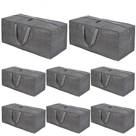 VENO 8 Pack Heavy Duty Extra Large Moving Bags W/Backpack Straps Strong Handles & Zippers, Storage Totes For Space Saving, Fold Flat, Alternative to Moving Box (Gray, 8 Pack)