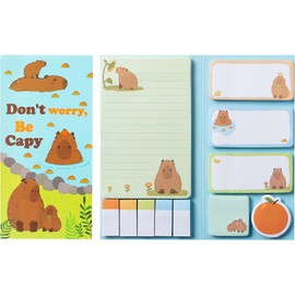 Don't Worry Be Capy Post it Notes, Teacher Appreciation Gifts, Cute Sticky Notes Set，Capybara Stationery Set Writing Memo Pads School Office Supplies for Home, Office, Notebook, 550 Sheets