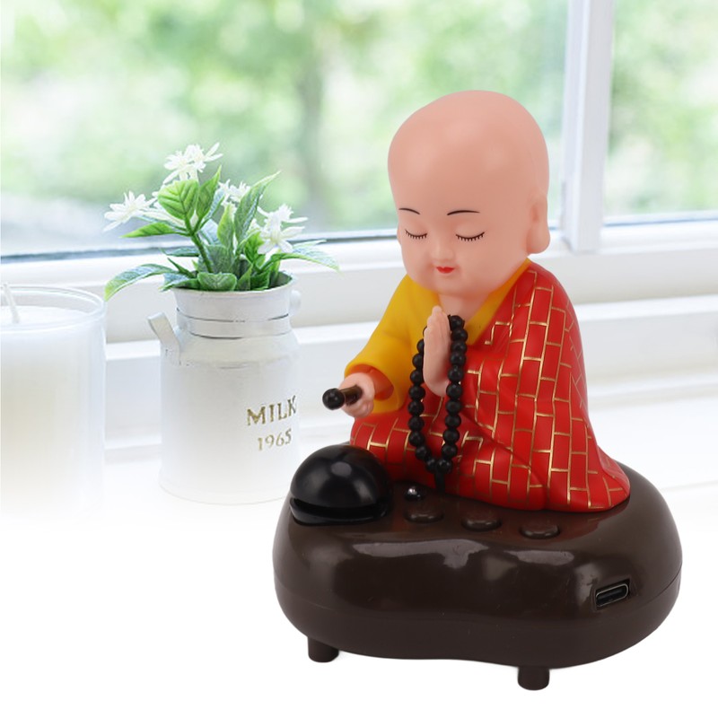 Little Monk Figurine USB Charging 6 Songs Music LED Nodding