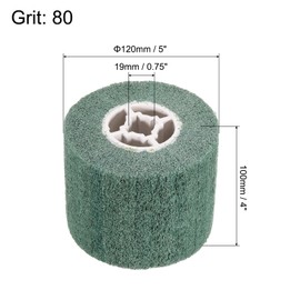 sourcing map 120mmx100mm 80 Grit Non-Woven Polishing Burnishing Wheel Nylon Wire Drawing Abrasive Flap Wheel for Stainless Steel Copper, Green