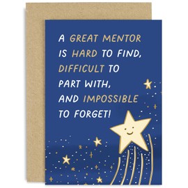 Old English Co. Cute Thank You Card for Men and Women - Great Mentor Star Card - Card for Moving, Leaving, Farewell Card for Her or Him - Thank You Card | Blank Inside with Envelope