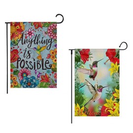 GYWHOOFT 2 Pcs Garden Flags, bird Butterfly Garden Flag Double Sided, Burlap Spring Summer Garden Flag for Spring Outdoor Home Decor, Garden Decor(30 * 45CM)