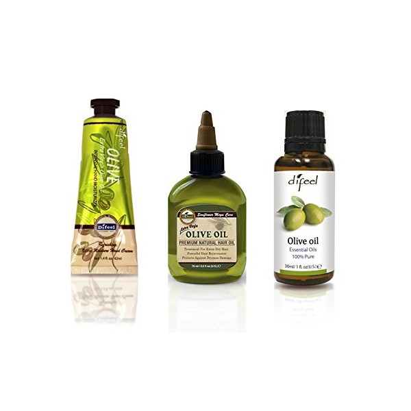 Difeel Hair and Essential Oil - Olive Oil 3 Piece Set