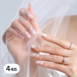 Dashing Diva Magic Press Nail Tip Set, 4 Sets, Milky Veil / 데싱디바 매직프레스 네일팁 세트, 4세트, 밀키 베일