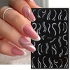 Holographic French Line Nail Art Stickers, 8 Sheets Silver Matte