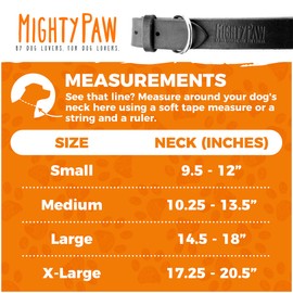 Mighty Paw Leather Dog Collar | Distressed Real Genuine Leather and a Strong Metal Buckle. Super Soft for Ultimate Comfort. Modern Designer Look for Small, Medium, Large and XL Pets (Black)