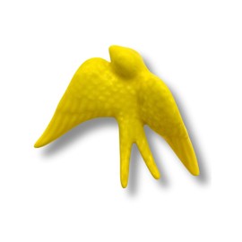 Hand Painted Portuguese Pottery Ceramic Swallows Wall Decor Birds (Bright Yellow, Large)