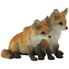 5.5 Inch Two Fox Pups Decorative Statue Figurine, Orange and