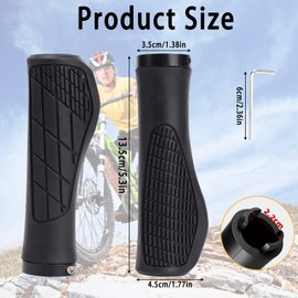 Handlebar Grips Bicycle, Ergonomic Handlebar Grips Bicycle with Non-Slip Design for Mountain Bike, City Bike and Road Bike, 22 mm Diameter, Black