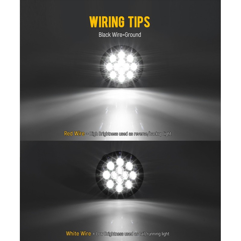 Partsam 2PCS 12 LED White 4" Round Backup Reverse Lights