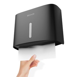BEZADI Multifold Trifold Paper Towel Dispenser Wall Mount Commercial Paper Towel Tissue Napkin Dispensers for Bathroom Kitchen 6015 Black