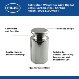 American Weigh Scales Calibration Weight for AWS Digital Scale, Carbon Steel, Chrome Finish, 100g (100WGT)