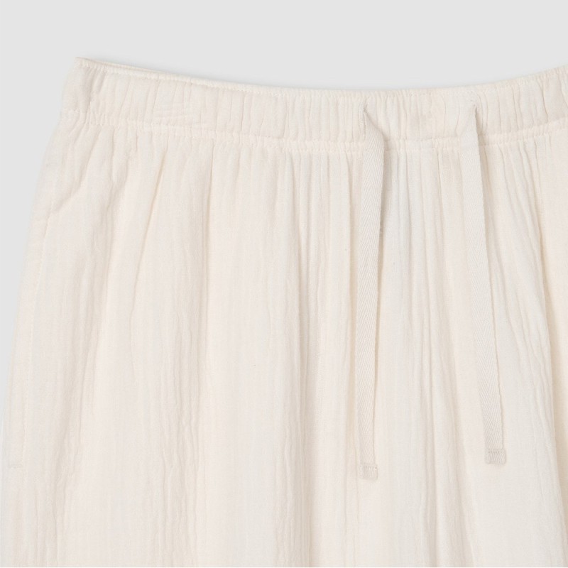 JAJU [JAJU] Women's Double Gauze Shirring Pajama Pants_Ivory