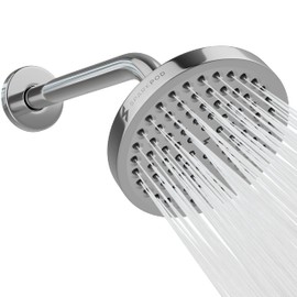 SparkPod 6" High Pressure Rain Shower Head with 9" Shower Arm - High Pressure Rain - Luxury Modern Look - Rainfall Experience - No Hassle Tool-less 1-Min Installation (Luxury Polished Chrome)